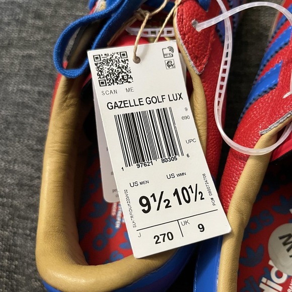 Adidas Gazelle Golf Lux Shoes Mens Size 9.5 Red Blue Gum Sole Golf Spikeless main image 10